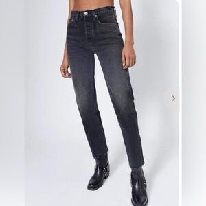 Re/Done Stove Pipe 100% cotton Vintage Levi’s Black Jeans Size 23